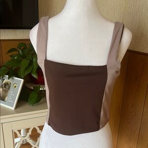 Sincerely Jules Active Brown Bustier Style Sleeveless Tank Top SIZE MEDIUM